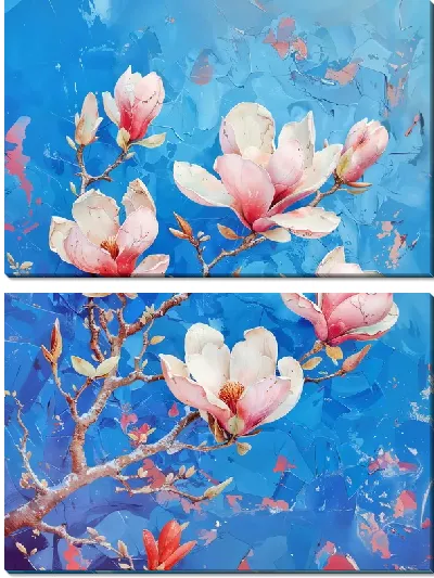 Модульная картина Цветущая магнолия №55