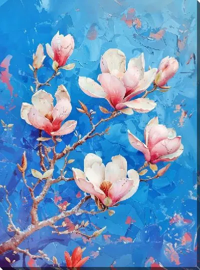 Картина маслом Цветущая магнолия №55