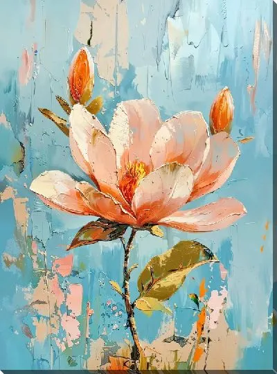 Картина маслом Цветущая магнолия №56