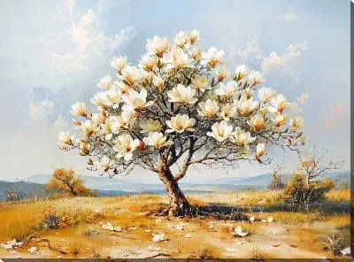 Картина маслом Цветущая магнолия №60