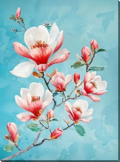 Картина маслом Цветущая магнолия №61