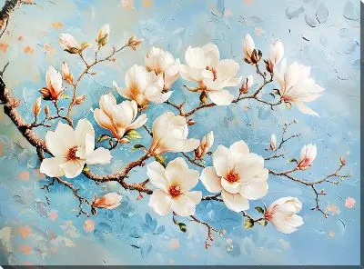 Картина маслом Цветущая магнолия №65