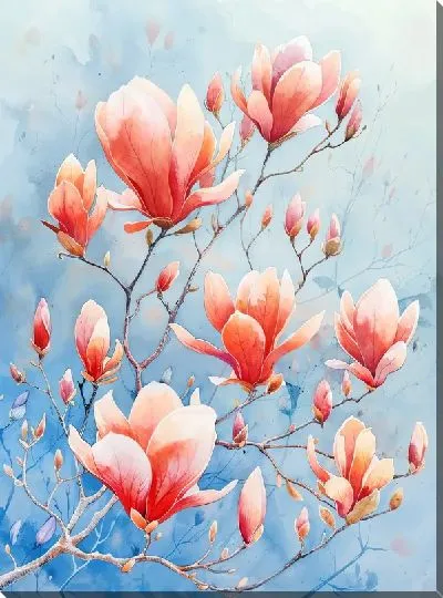 Картина маслом Цветущая магнолия №66