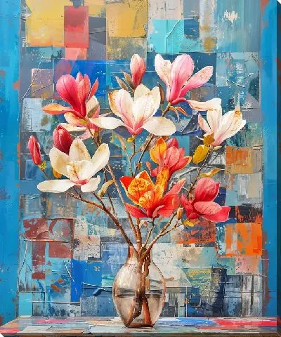Картина маслом Цветущая магнолия №68
