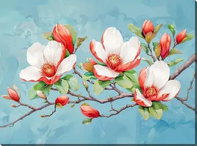 Картина маслом Цветущая магнолия №69