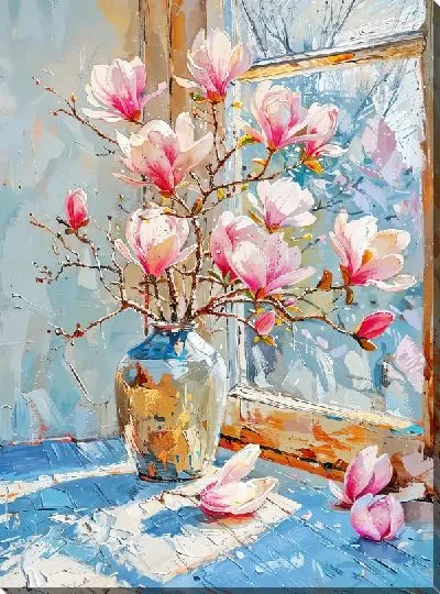 Картина маслом Цветущая магнолия №71