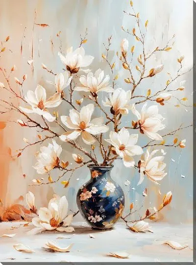 Картина маслом Цветущая магнолия №73
