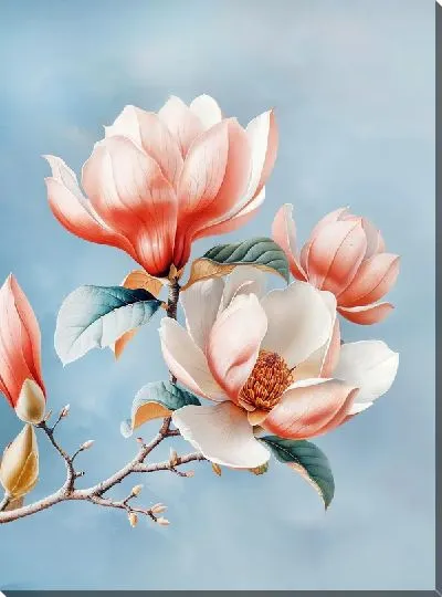 Картина маслом Цветущая магнолия №74