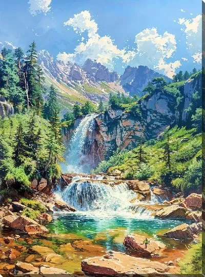 Картина маслом Водопад №204