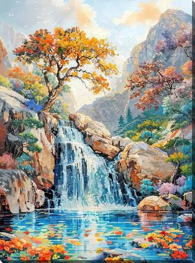 Картина маслом Водопад №205