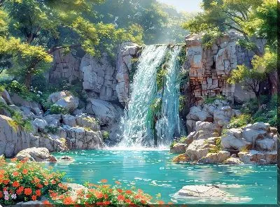 Картина маслом Водопад №206