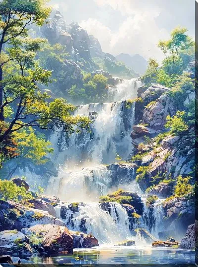 Картина маслом Водопад №209