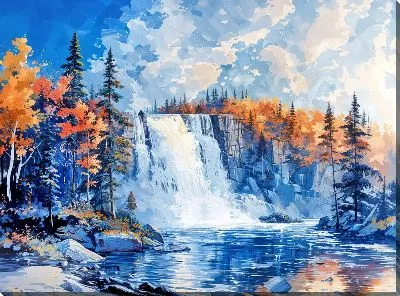 Картина маслом Водопад №218