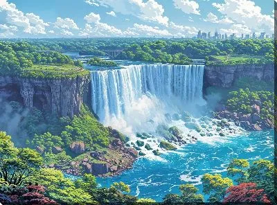 Картина маслом Водопад №219