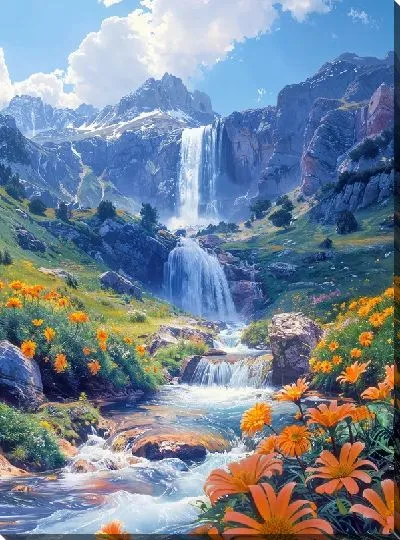 Картина маслом Водопад №220