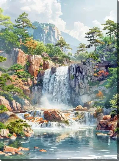 Картина маслом Водопад №221