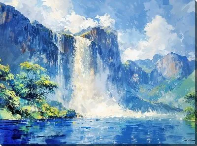 Картина маслом Водопад №224