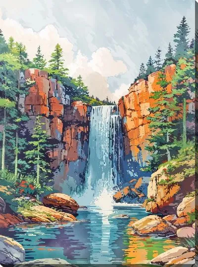 Картина маслом Водопад №236