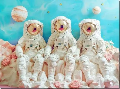 Картина маслом Три космонавта