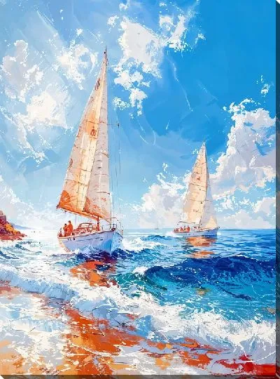 Картина маслом Два летних парусника