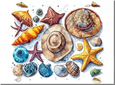 Картина маслом Летний набор пляжного отдыха