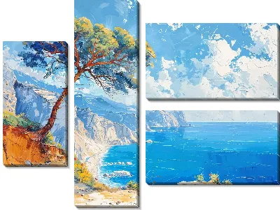 Модульная картина Дерево на утесе