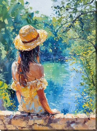 Картина маслом Девушка у озера