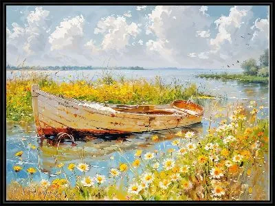 Картина Лодка на пруду №12