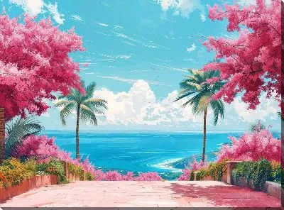 Картина маслом Цветастый пейзаж лета