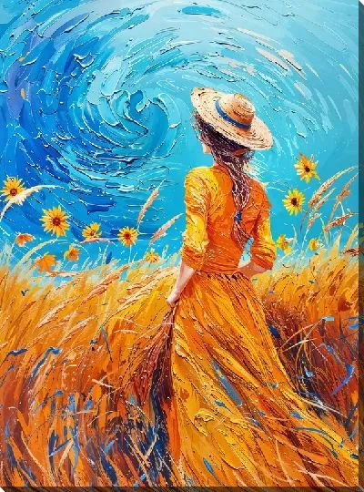 Картина маслом Девушка в желтом платье