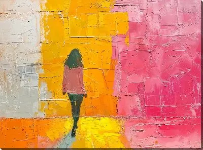 Картина маслом Идущая в цвете