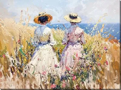 Картина маслом Две дамы в платьях