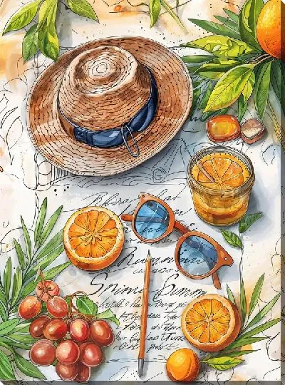 Картина маслом Летний набор отдыхающего