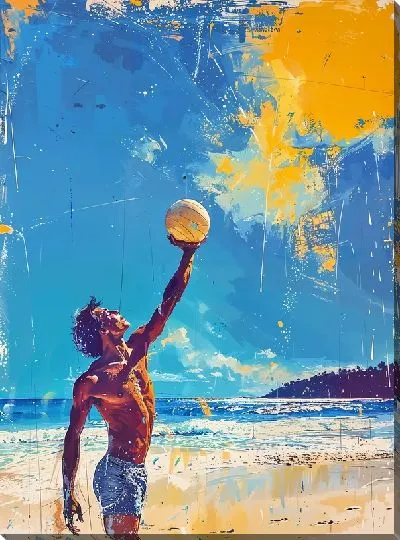 Картина маслом Пляжный волейбол под солнцем