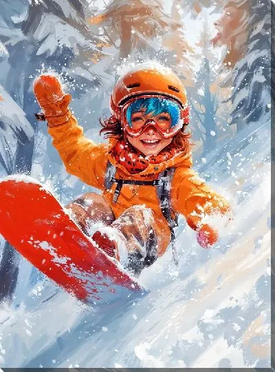 Постер Девочка на сноуборде