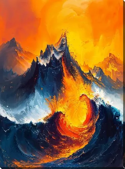 Картина маслом Вулкан №10