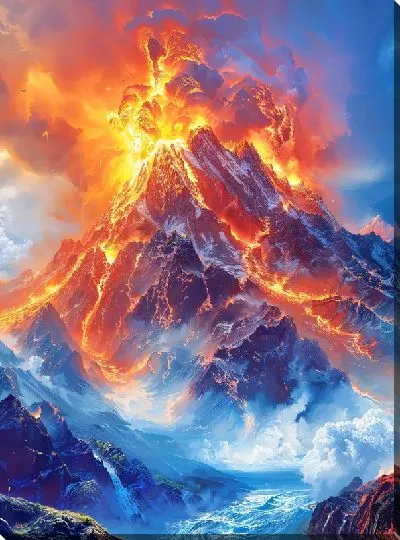 Картина маслом Вулкан №12