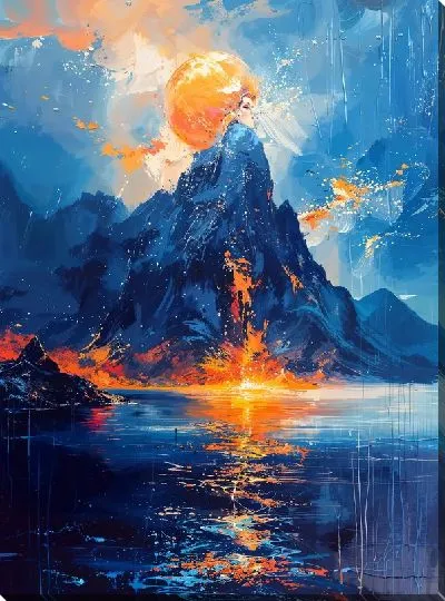 Картина маслом Вулкан №16