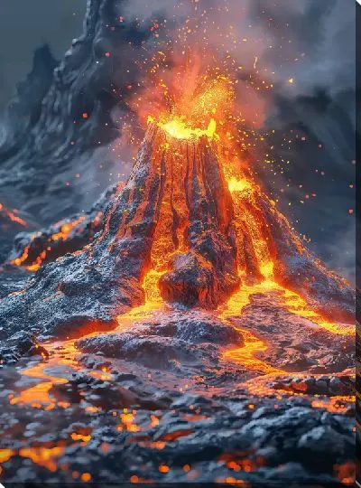 Картина маслом Вулкан №17