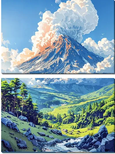 Модульная картина Вулкан №19