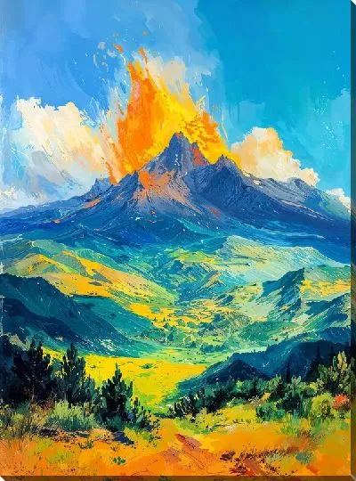 Картина маслом Вулкан №22
