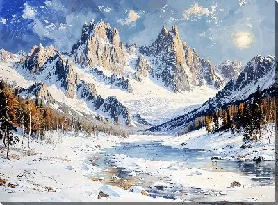 Картина маслом Величественные горы №3