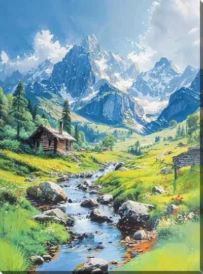 Картина маслом Величественные горы №31