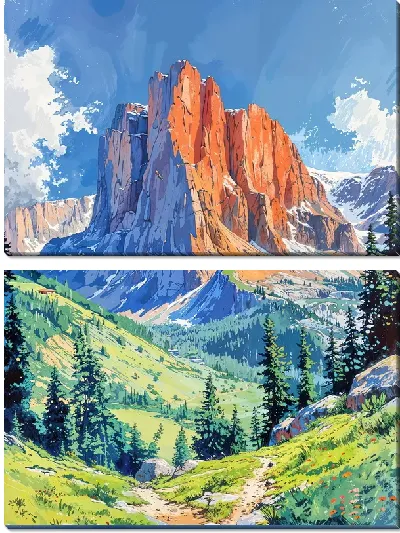 Модульная картина Величественные горы №37