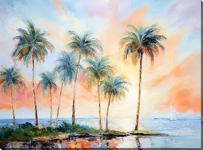 Картина маслом Тропические пальмы №14