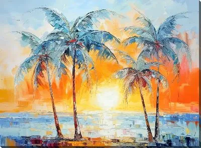 Картина маслом Тропические пальмы №19