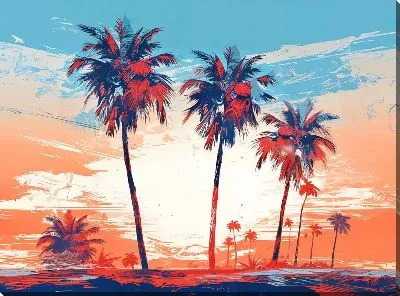 Картина маслом Тропические пальмы №30