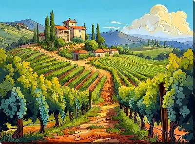 Картина маслом Виноградник №30