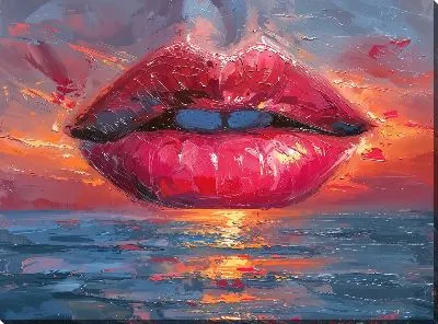 Картина маслом Губы №19
