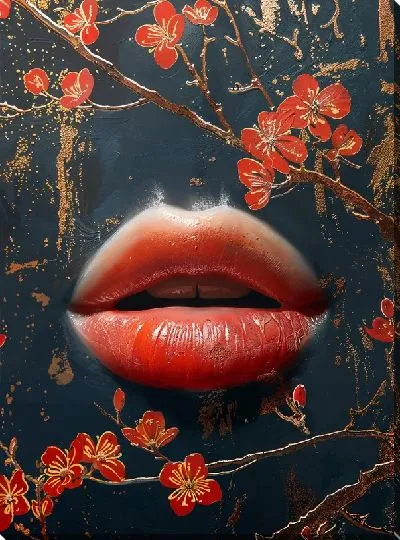 Картина маслом Губы №23